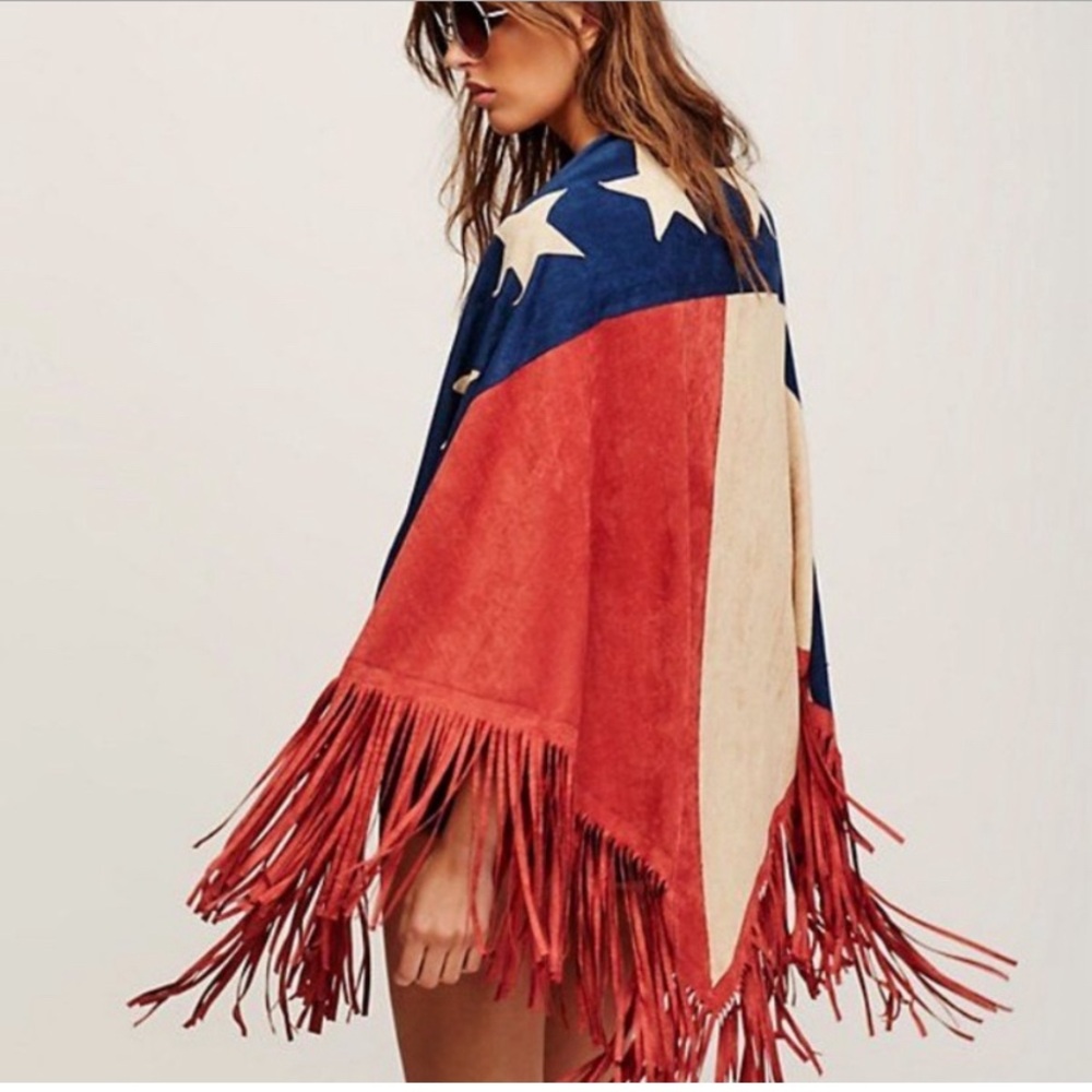 Free People suede American Flag shawl